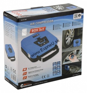 COMPASS Kompresor 12V BOX digitálny 3in1
